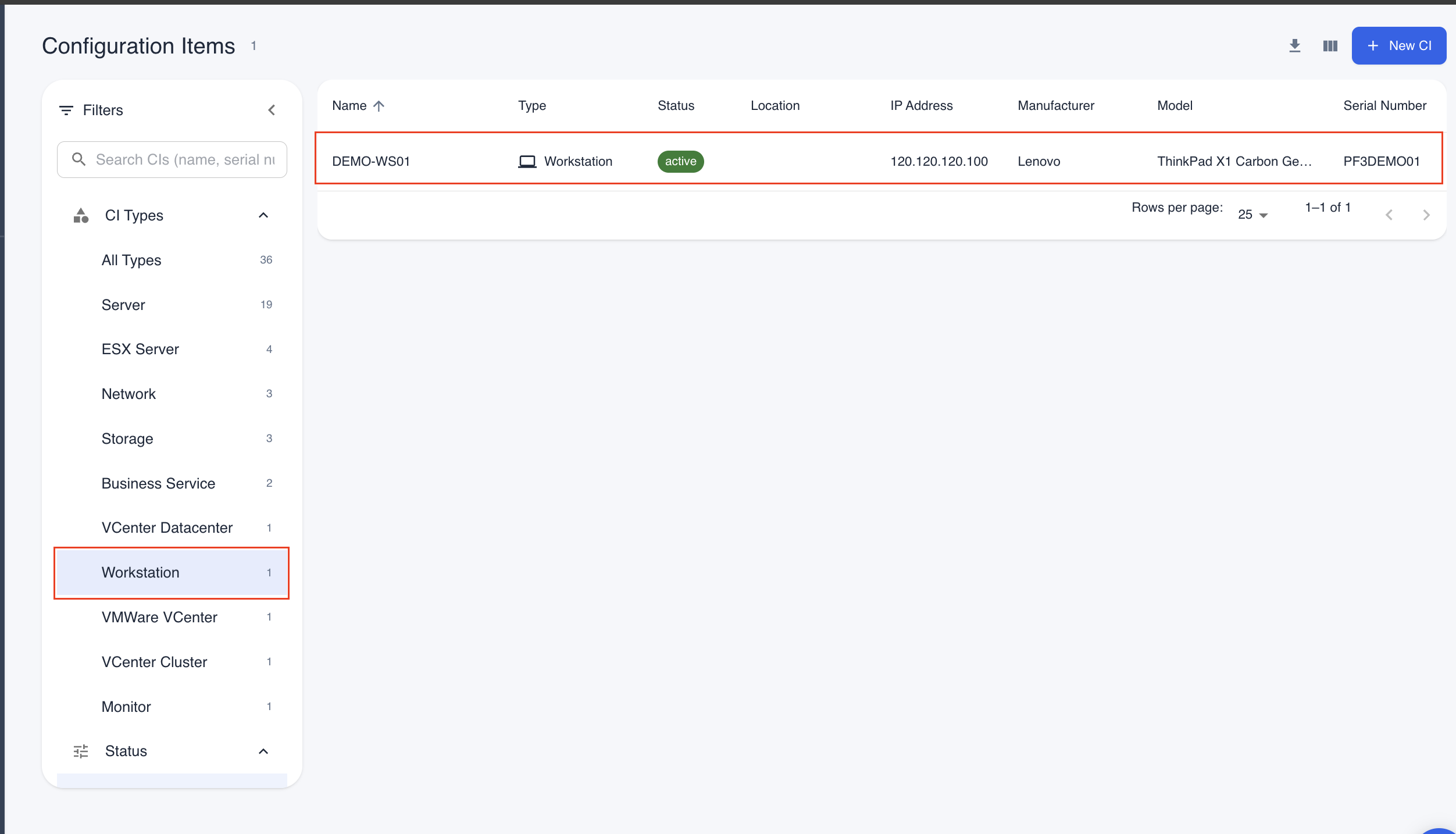 Filtered Workstation List